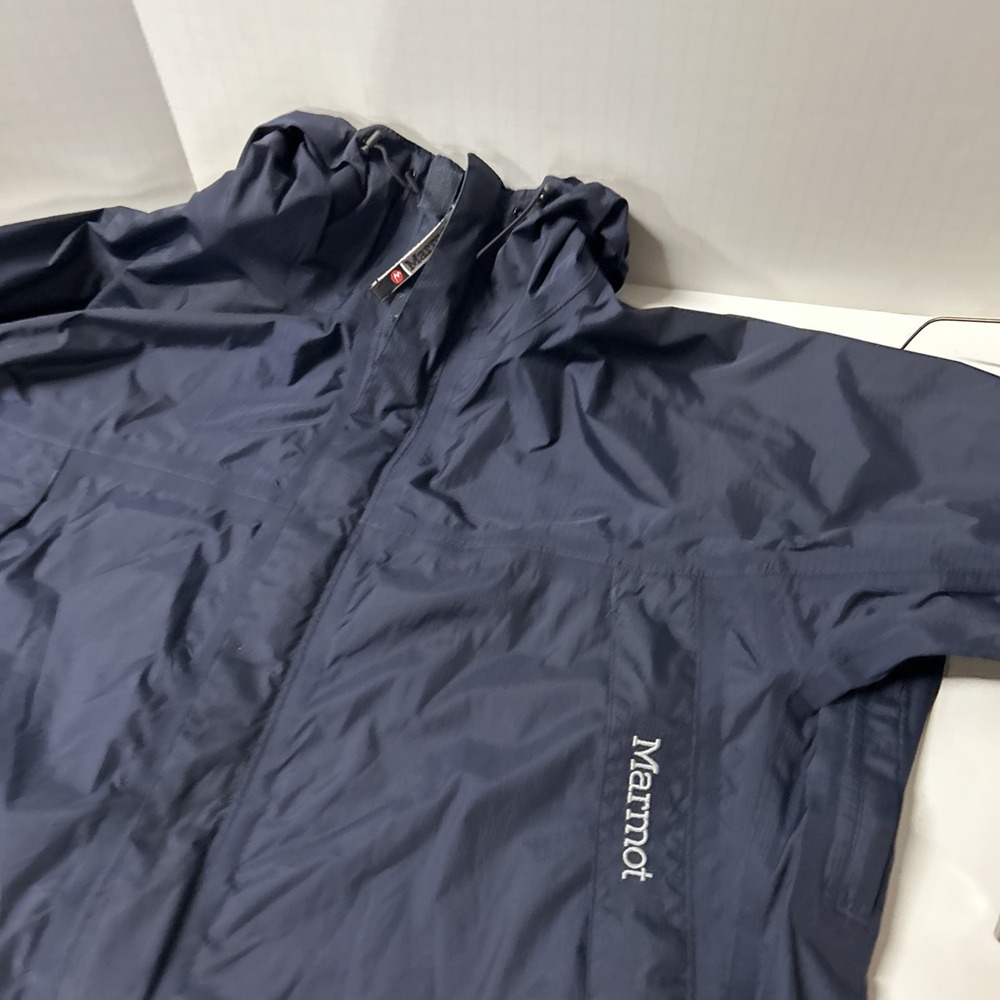 Marmot Jacket Blue Rain Resistant Hood Hiking Gorp Outdoor Minimalist Men's M - Picture 9 of 9